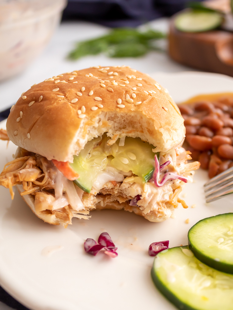 Slow Cooker BBQ Chicken Sandwich with Homemade Coleslaw - Midwest Life and Style Blog