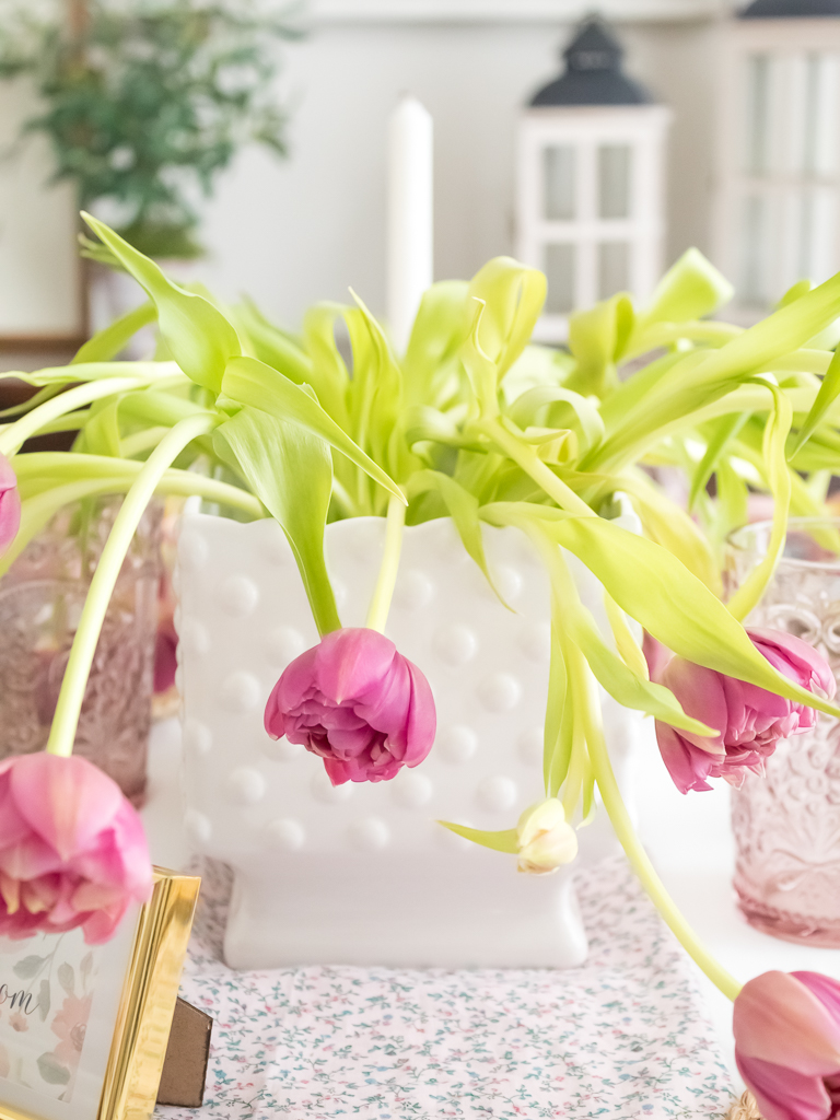 Pink Peony Tulip Flower Arrangment for Mothers Day Table - Midwest Life and Style Blog