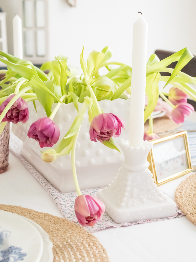 Pink Peony Tulip Flower Arrangment for Mothers Day Table - Midwest Life and Style Blog