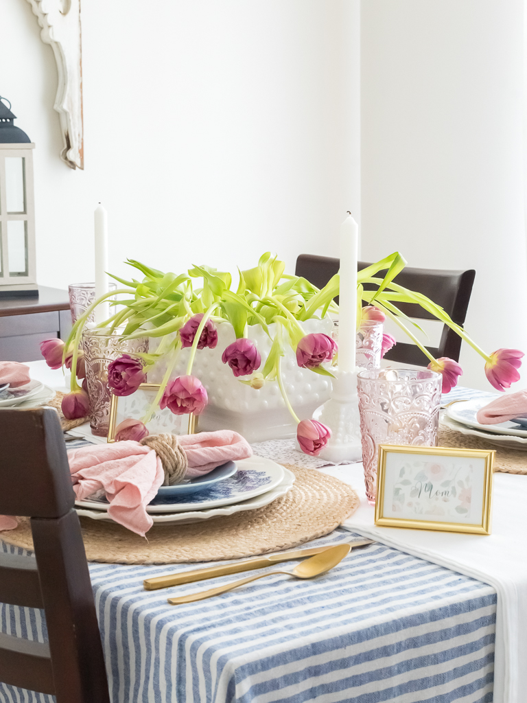 Pink and Blue Mother's Day Luncheon Tablescape - Midwest Life and Style Blog