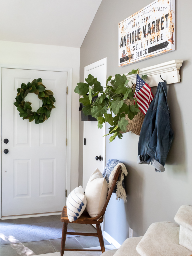 Cottage-Style Front Entry Decorated for the 4th of July - Red White And Blue Summer Home Tour - Midwest Life and Style Blog