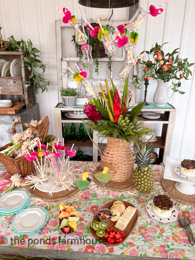 Tropical Cocktail Party Tablescape from The Ponds Farmhouse