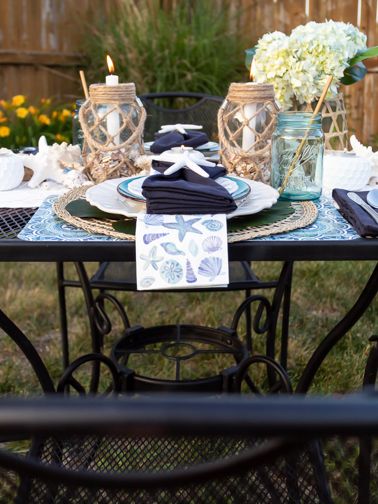 Patio Table Styled for a Tropical Beach Cocktail Party - Midwest Life and Style Blog