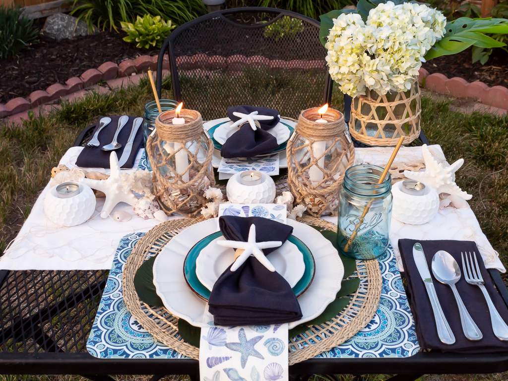 Patio Table Styled for a Tropical Beach Cocktail Party - Midwest Life and Style Blog