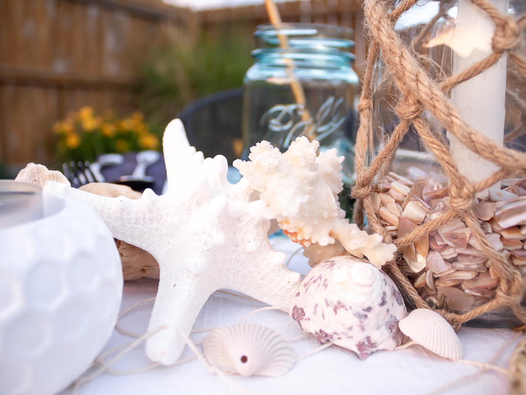 Seashells for a Tropical Beach Cocktail Party Tablescape - Midwest Life and Style Blog