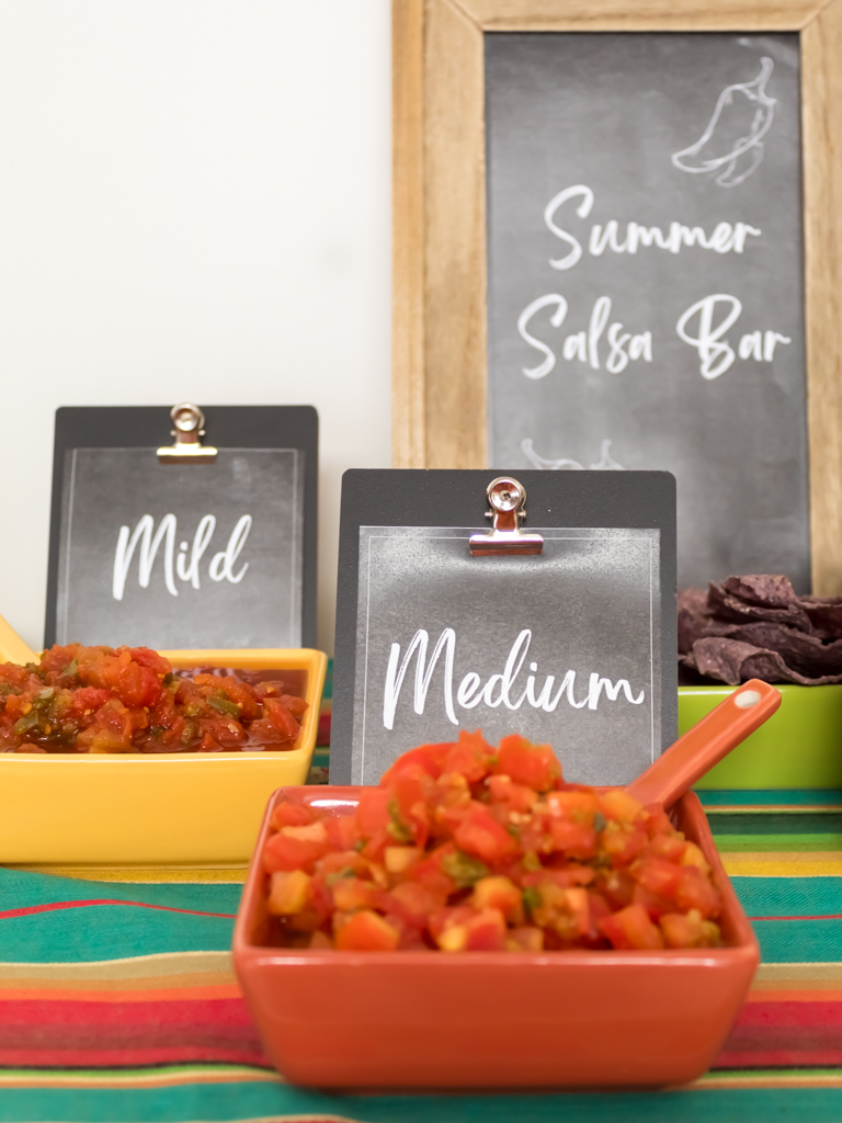 Medium Salsa on Summer Salsa Bar with Mini Chalkboards