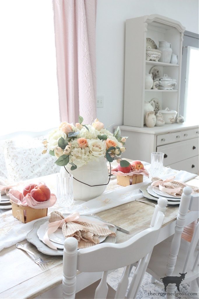 Peach-inspired summer tablescape from The Crowned Goat