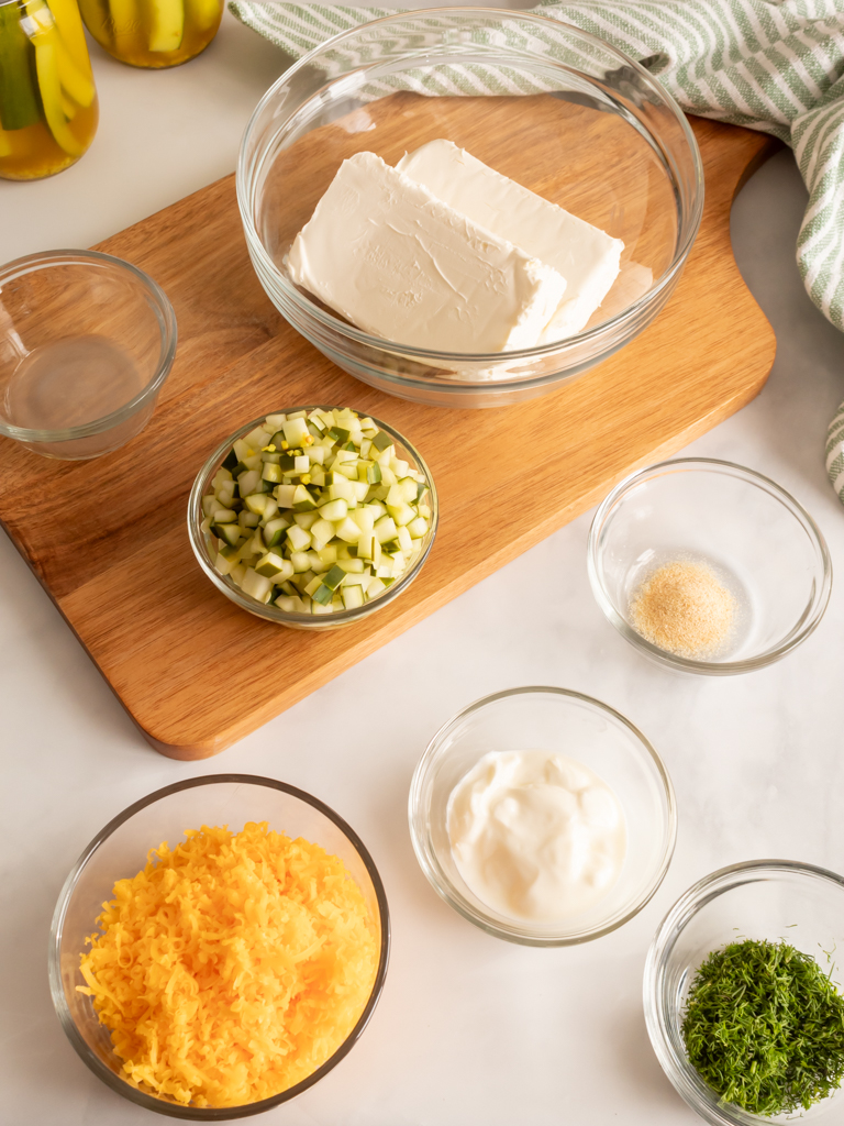 Ingredients for a Dill Pickle Cheese Ball - Midwest Life and Style Blog