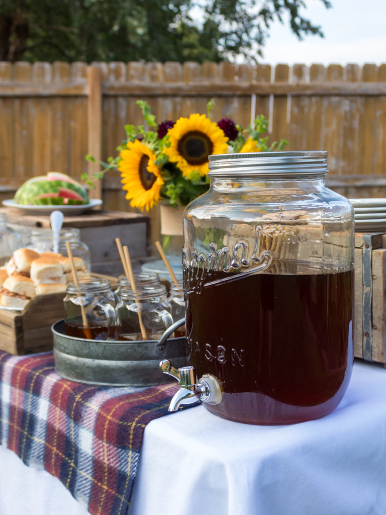 Iced Tea Glass Dispenser and Drink Station at Potluck Party