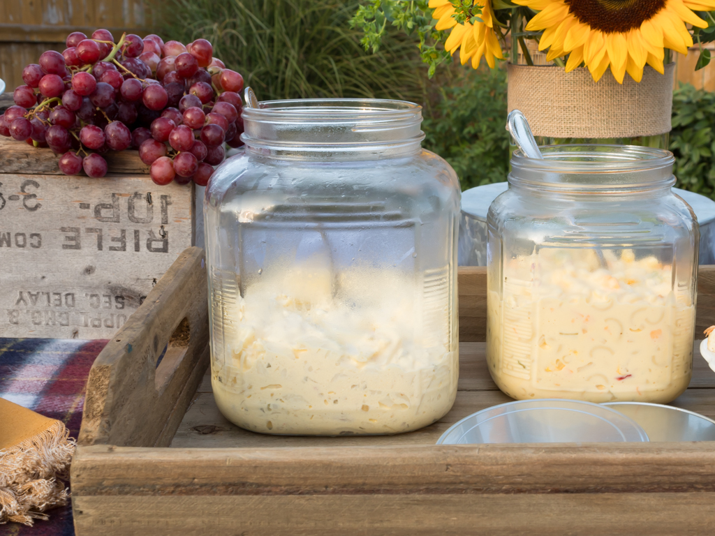 Side Salads in Gallon Glass Jar Containers at Potluck Party - Midwest Life and Style Blog