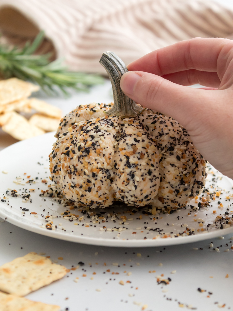 Everything Bagel Pumpkin Shaped Cheese Ball - Midwest Life and Style Blog