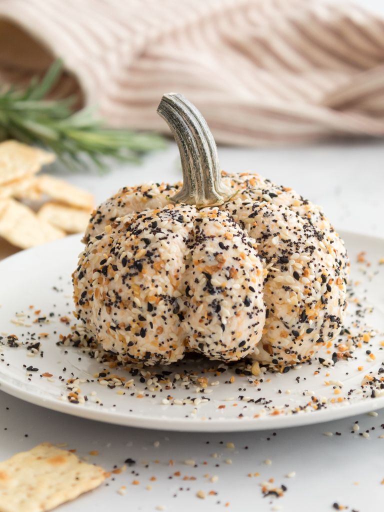 Everything Bagel Pumpkin Shaped Cheese Ball - Midwest Life and Style Blog