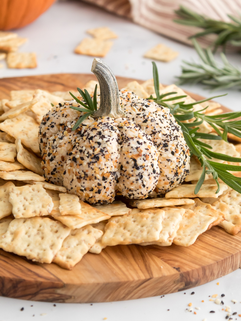 Everything Bagel Pumpkin Shaped Cheese Ball - Midwest Life and Style Blog