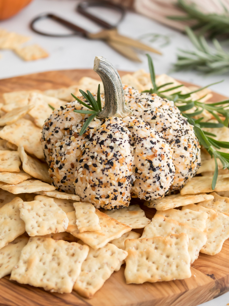 Everything Bagel Pumpkin Shaped Cheese Ball - Midwest Life and Style Blog