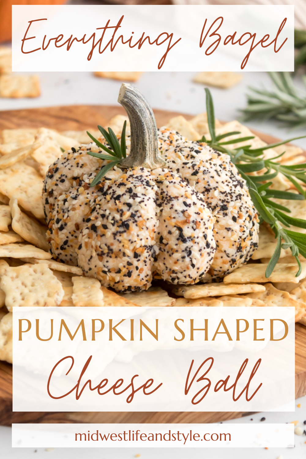 Everything Bagel Pumpkin Shaped Cheese Ball - Midwest Life and Style Blog