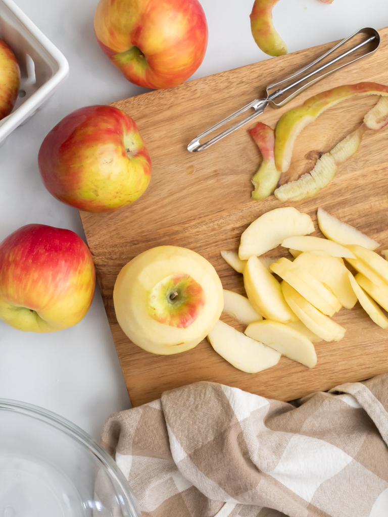 Peeled Apples for Caramel Apple Pie Bites - Midwest Life and Style Blog