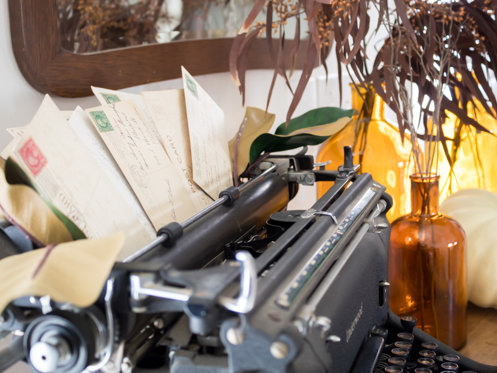 Vintage Typewriter with Postcards For Fall - Midwest Life and Style Blog