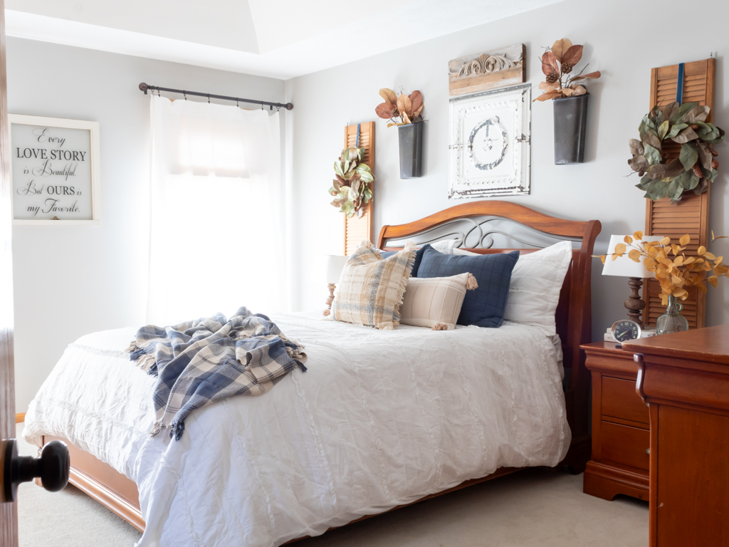 Rustic Fall Touches In The Bedroom And Living Room - Midwest Life and Style Blog