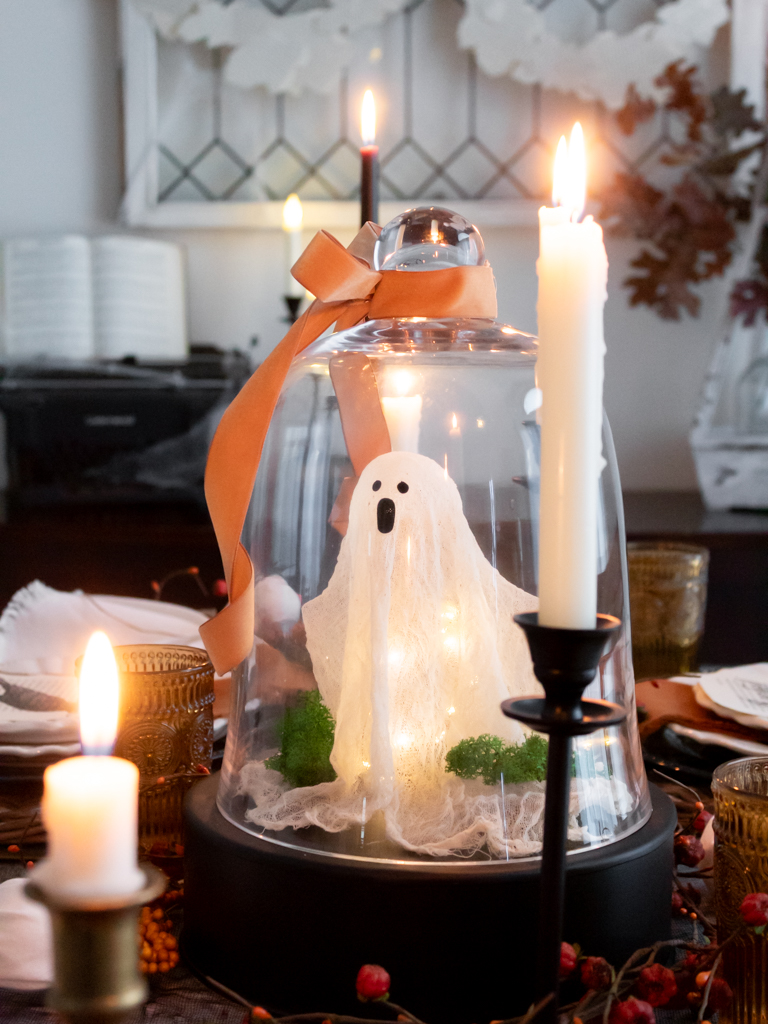 DIY Ghost Centerepice in Cloche - Midwest Life and Style Blog