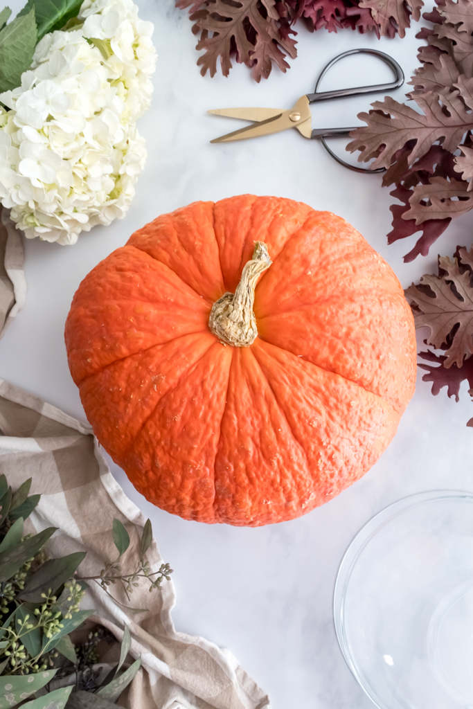 Pumpkin and Flowers for Fall Centerpiece - Midwest Life and Style Blog