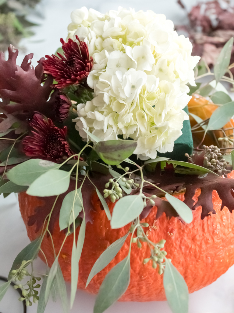 How to Make a Simple Pumpkin Floral Arrangement for Thanksgiving - Midwest Life and Style Blog