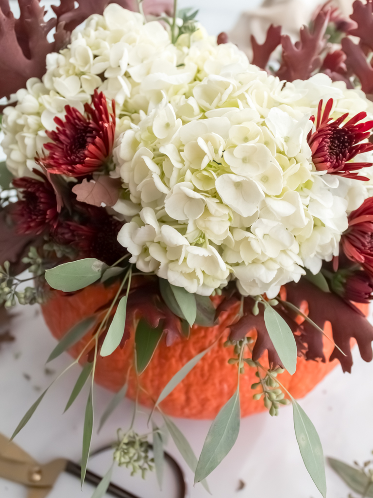 How to Make a Simple Pumpkin Floral Arrangement for Thanksgiving - Midwest Life and Style Blog