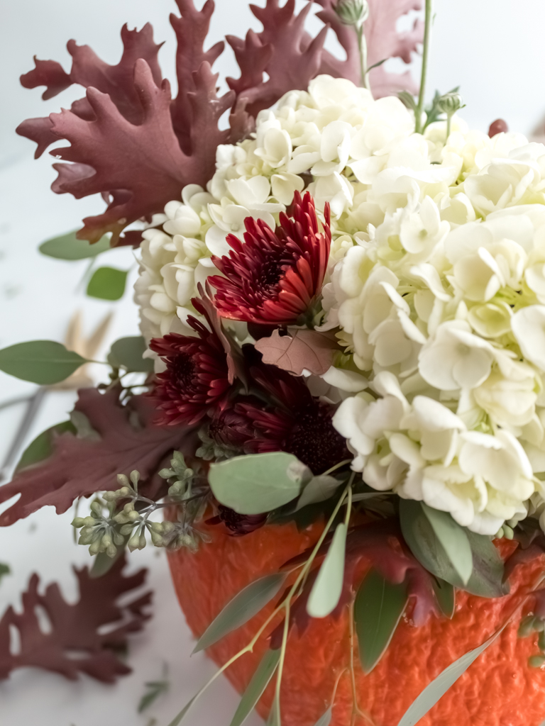 How to Make a Simple Pumpkin Floral Arrangement for Thanksgiving - Midwest Life and Style Blog