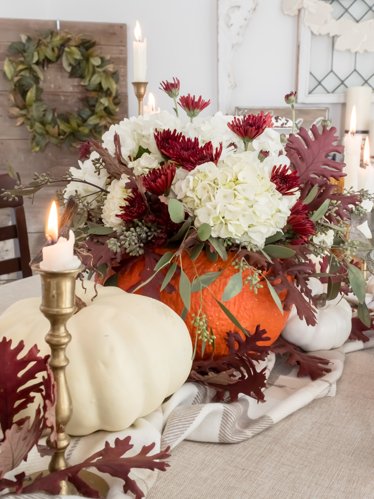 How to Make a Simple Pumpkin Floral Arrangement for Thanksgiving - Midwest Life and Style Blog