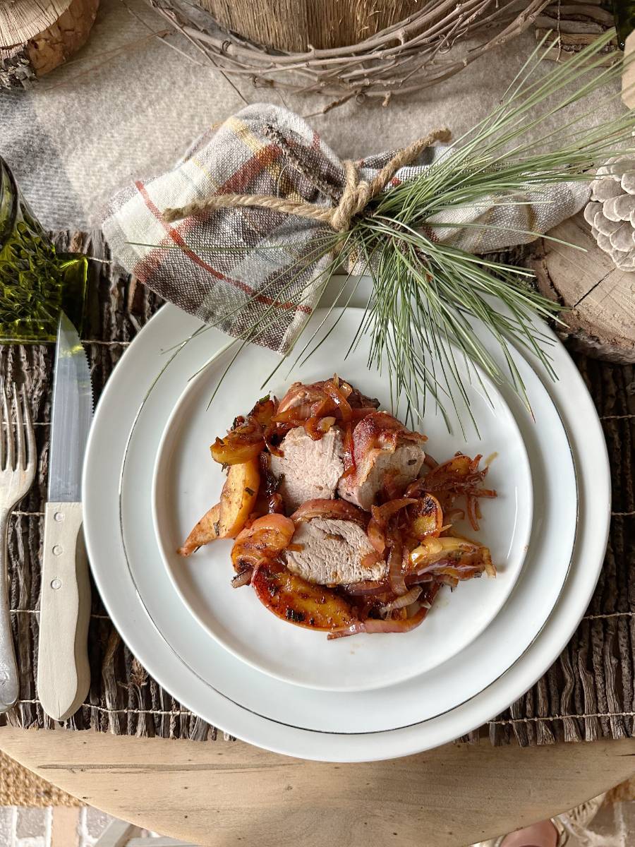 Pork Tenderloin with Apples and Onions - Vintage Home Designs