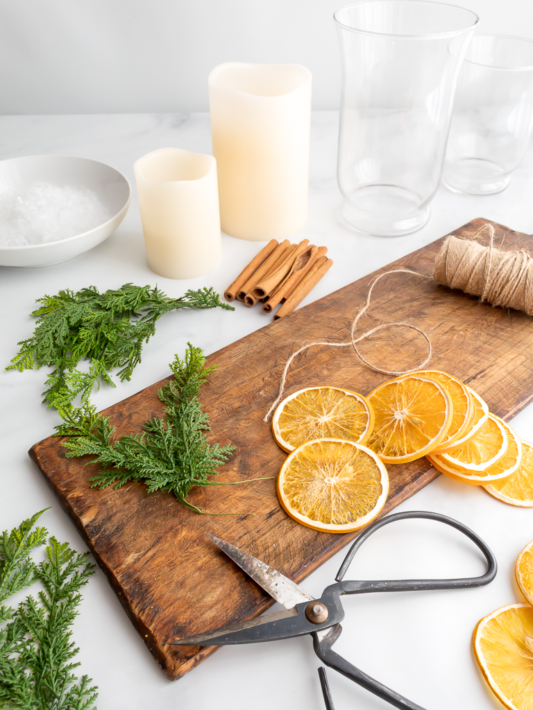 Simple And Natural Christmas Centerpiece Made With Dried Oranges - Midwest Life and Style Blog