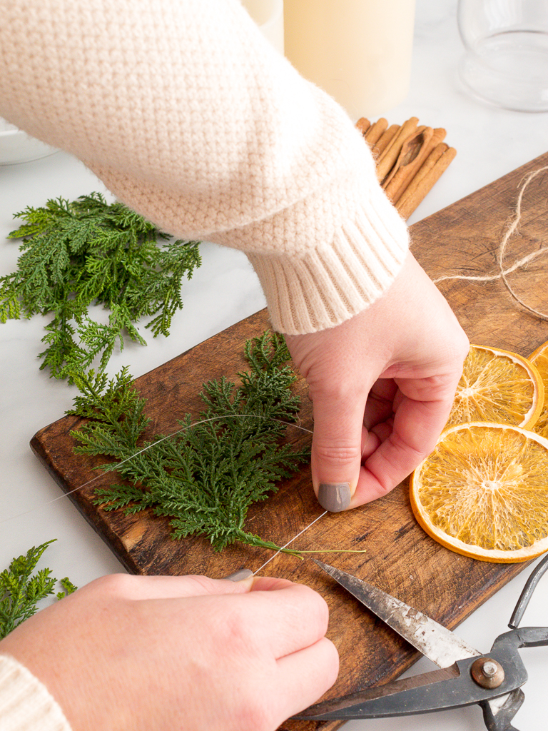 Binding Christmas Greenery with Dried Oranges - Midwest Life and Style Blog