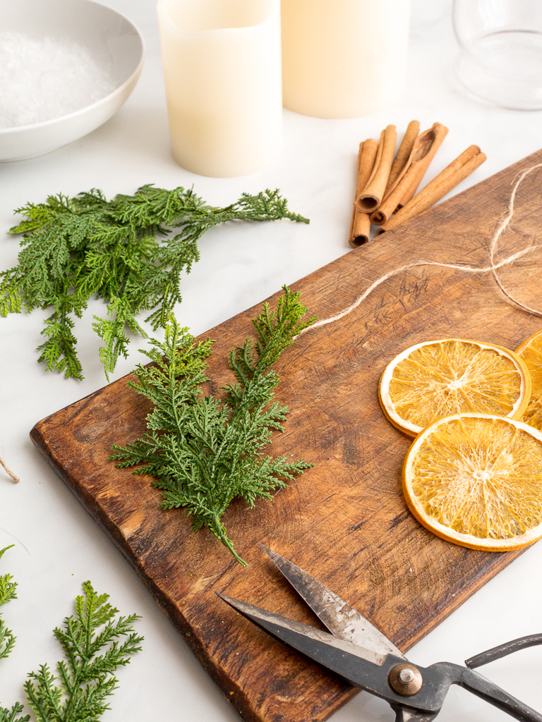 Binding Christmas Greenery with Dried Oranges - Midwest Life and Style Blog