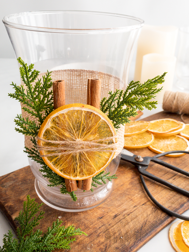 Simple And Natural Christmas Centerpiece Made With Dried Oranges - Midwest Life and Style Blog