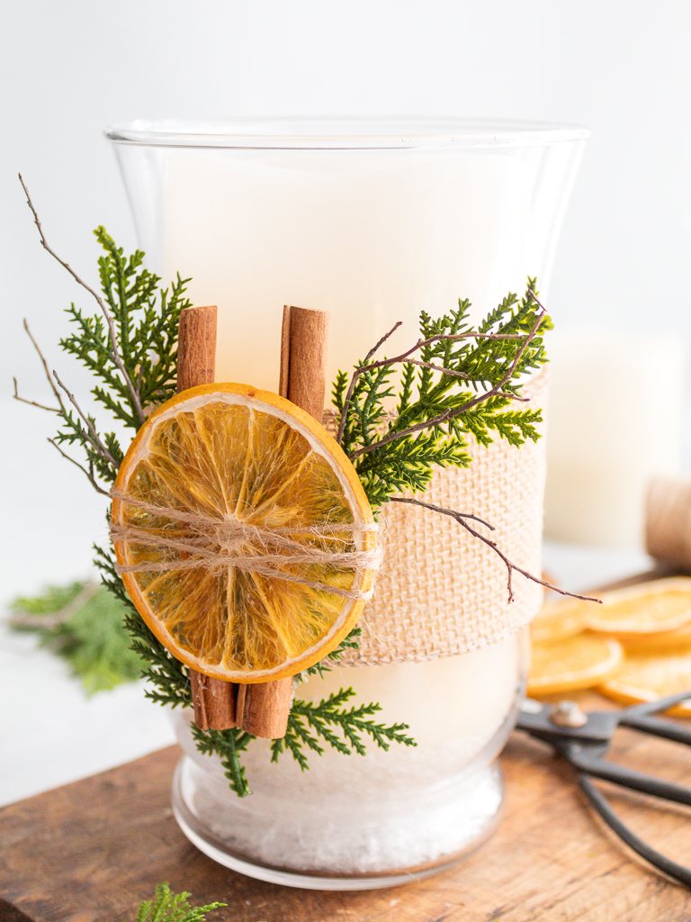 Simple And Natural Christmas Centerpiece Made With Dried Oranges - Midwest Life and Style Blog