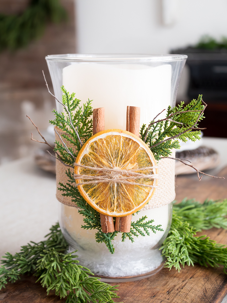 Simple And Natural Christmas Centerpiece Made With Dried Oranges - Midwest Life and Style Blog