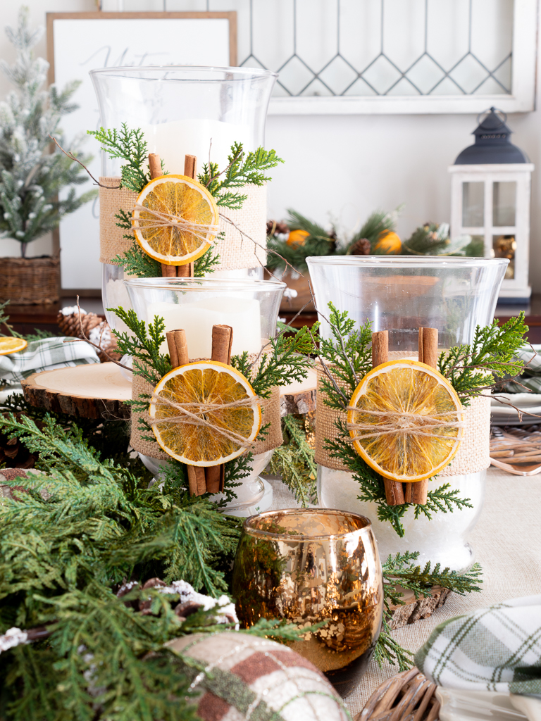 Simple And Natural Christmas Centerpiece Made With Dried Oranges - Midwest Life and Style Blog