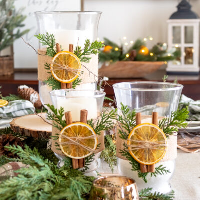 Simple And Natural Christmas Centerpiece Made With Dried Oranges