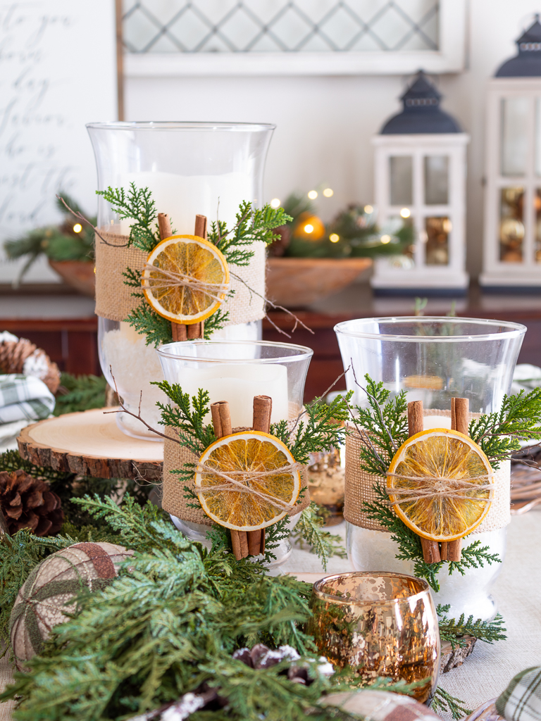 Simple And Natural Christmas Centerpiece Made With Dried Oranges - Midwest Life and Style Blog