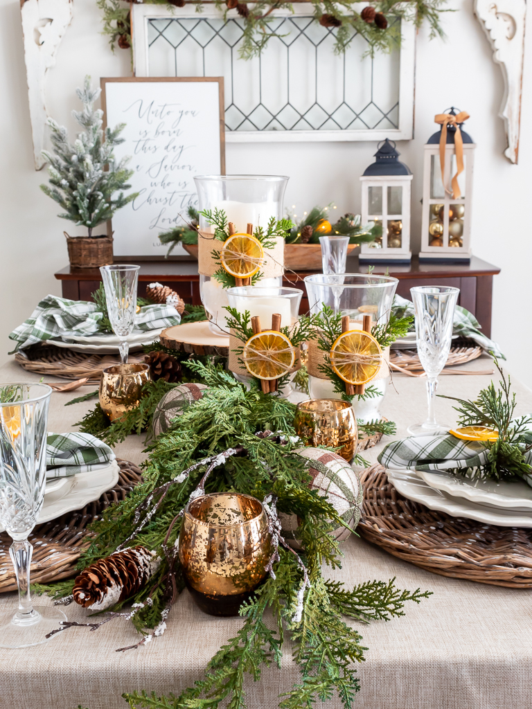 Christmas Centerpiece with Dried Oranges and Candles