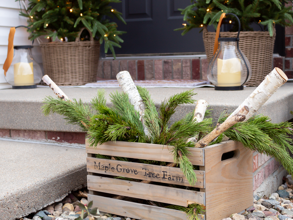 Vintage Cate With Greenery on Christmas Porch