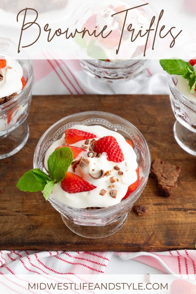 Decadent Mini Brownie Trifles with Whipped Cream and Strawberries