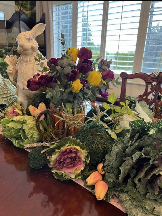 Easter Garden Tablescape with Bunny and Vegetables from Peacock Ridge Farm - Week in Rewind Volume 72