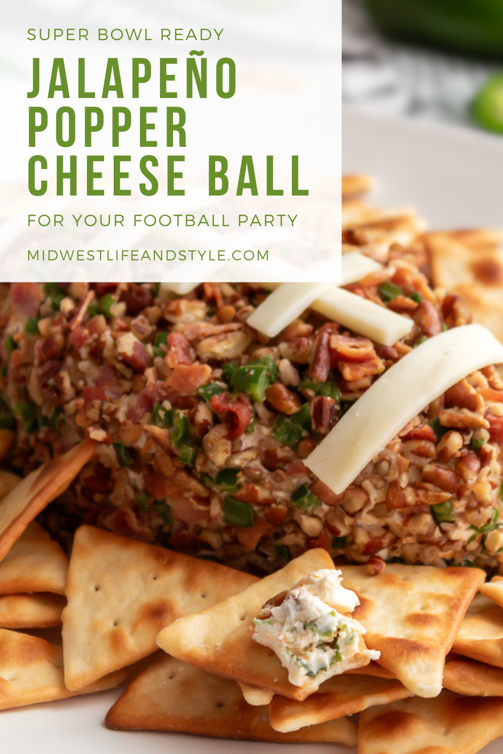 Super Bowl ready jalapeno popper cheese ball for your football party