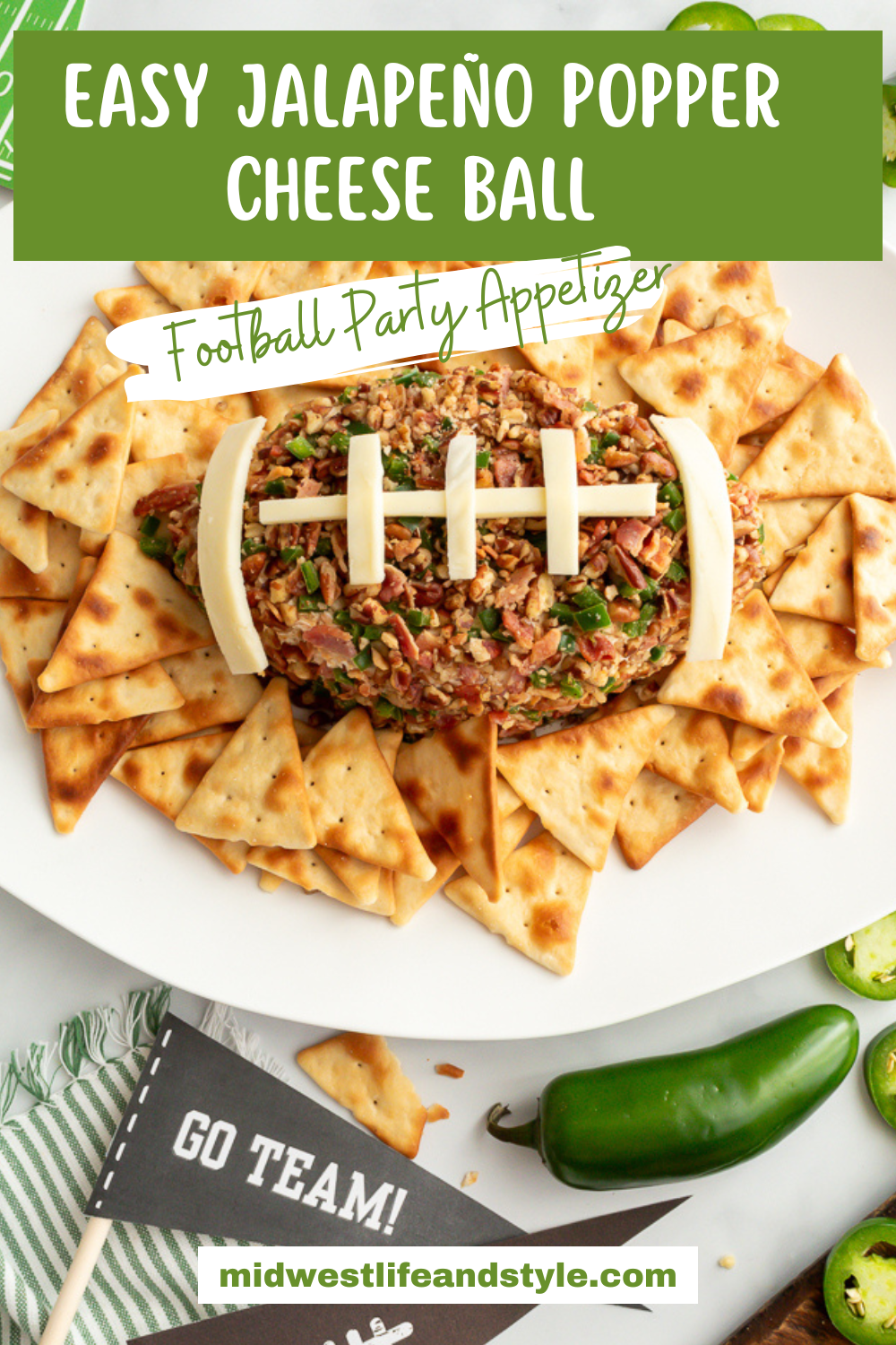 Easy jalapeno popper cheese ball football party appetizer