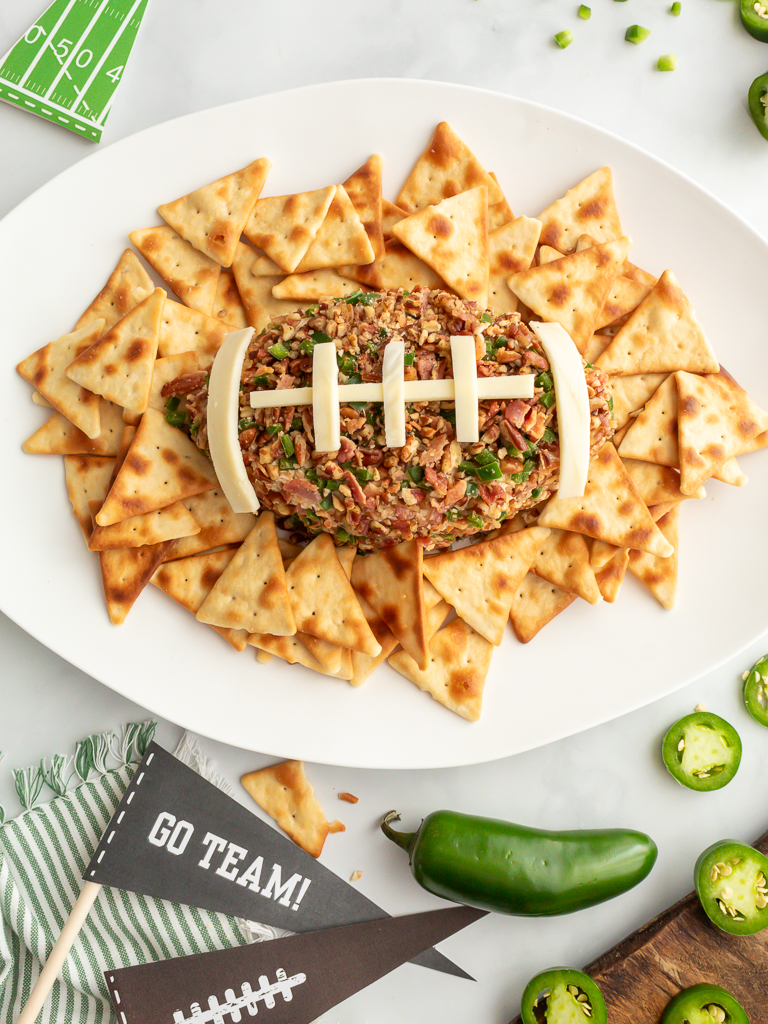 Football Jalapeño Popper Cheese Ball for the Super Bowl