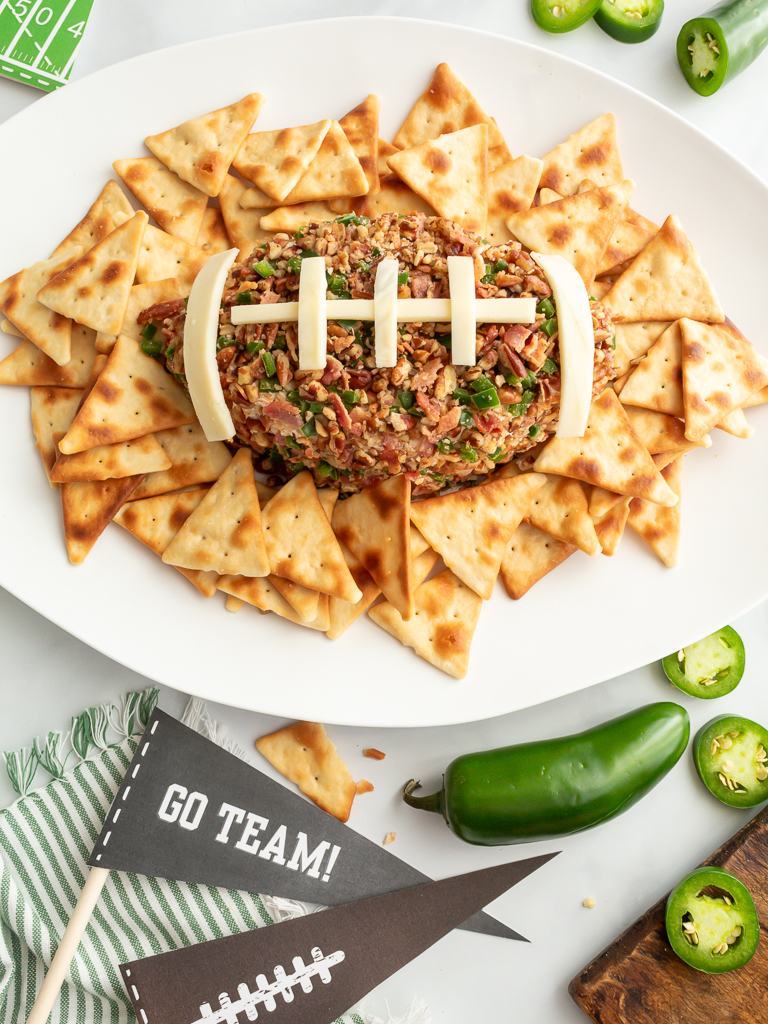 Football Jalapeño Popper Cheese Ball for the Super Bowl