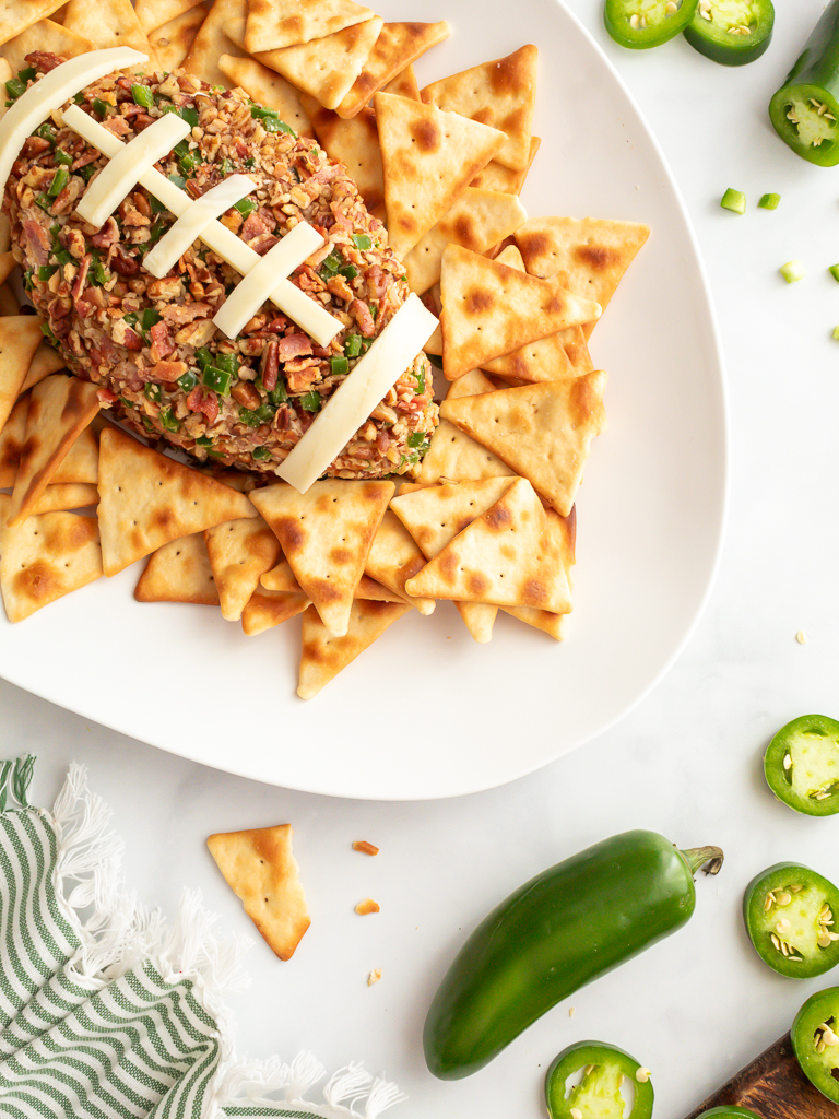 Football Jalapeño Popper Cheese Ball for the Super Bowl