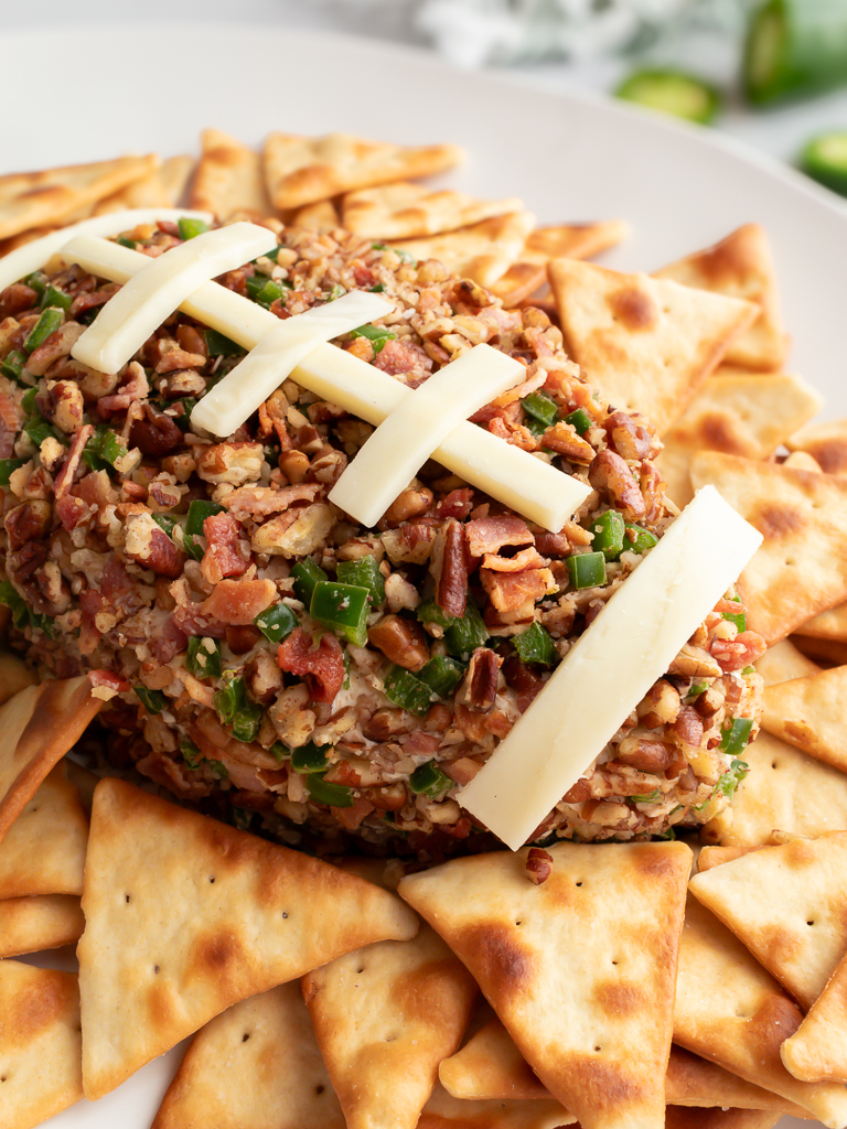 Football Jalapeño Popper Cheese Ball for the Super Bowl