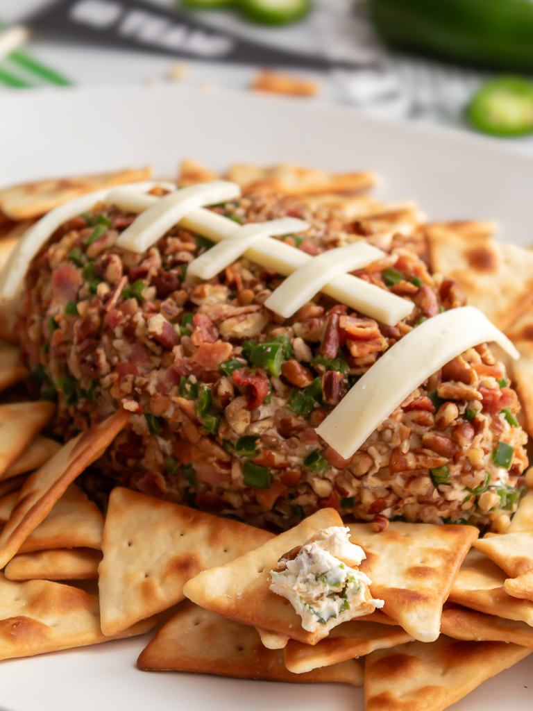 Football Jalapeño Popper Cheese Ball for the Super Bowl