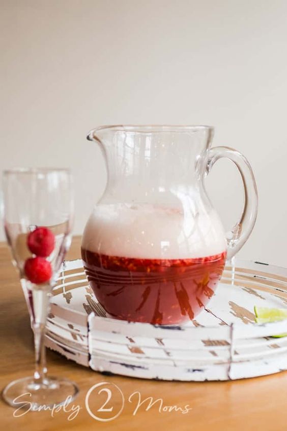 Raspberry Prosecco Cockatail from Simply 2 Moms - Galentine's Day Brunch Recipes